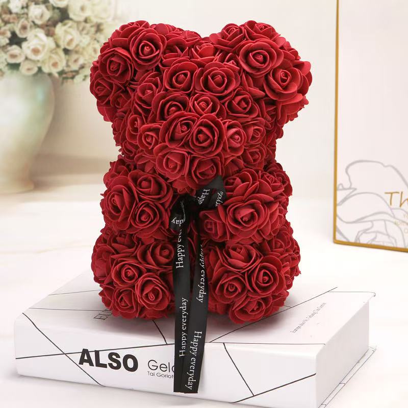 Artificial Teddy Rose Flower Bear With Box Romantic Valentines Day Gift For Girlfriend Women Annive 13