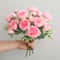 Rose Pink Silk Bouquet Peony Artificial Flower 5 Big Heads 4 Small Buds Bride Wedding Home Decorat 1