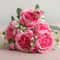 Rose Pink Silk Bouquet Peony Artificial Flower 5 Big Heads 4 Small Buds Bride Wedding Home Decorat 17