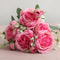 Rose Pink Silk Bouquet Peony Artificial Flower 5 Big Heads 4 Small Buds Bride Wedding Home Decorat 17