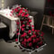 Red Rose Artificial Green Plants Wedding Backdrop Floral Wall Flower Row Runner Party Showcase Prop 5