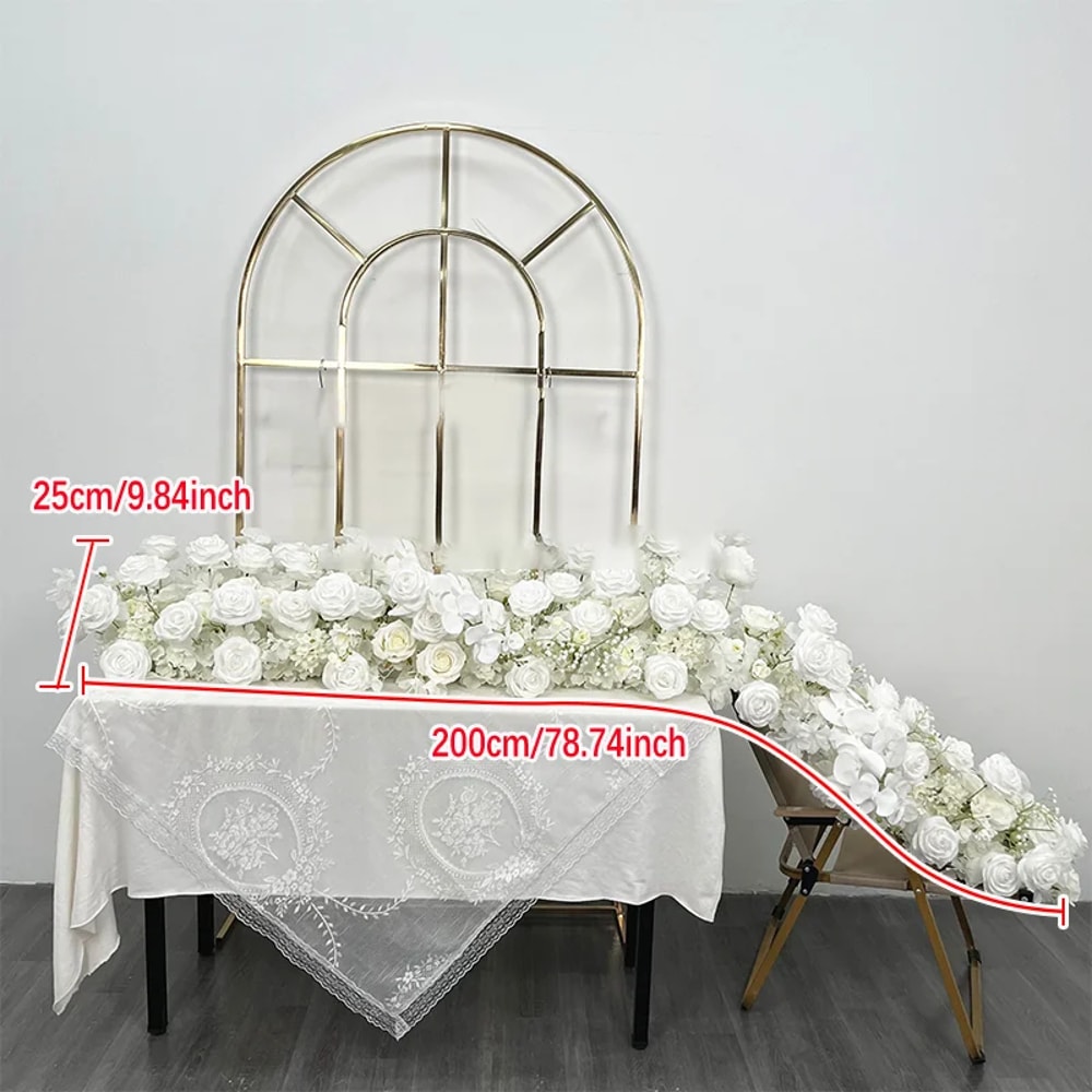 Red Rose Artificial Green Plants Wedding Backdrop Floral Wall Flower Row Runner Party Showcase Prop 10