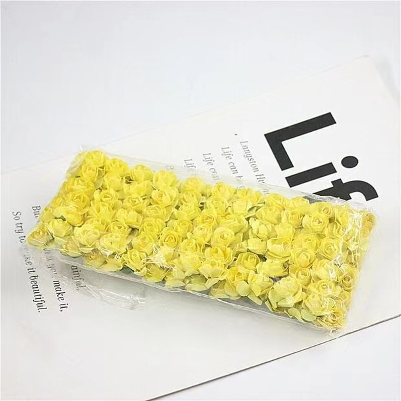 Artificial Mini Paper Rose Bouquet for Scrapbooking, Wedding Party Decoration, Cheap Artificial Rose Flowers for Crafts