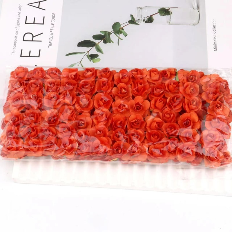 Artificial Mini Paper Rose Bouquet for Scrapbooking, Wedding Party Decoration, Cheap Artificial Rose Flowers for Crafts
