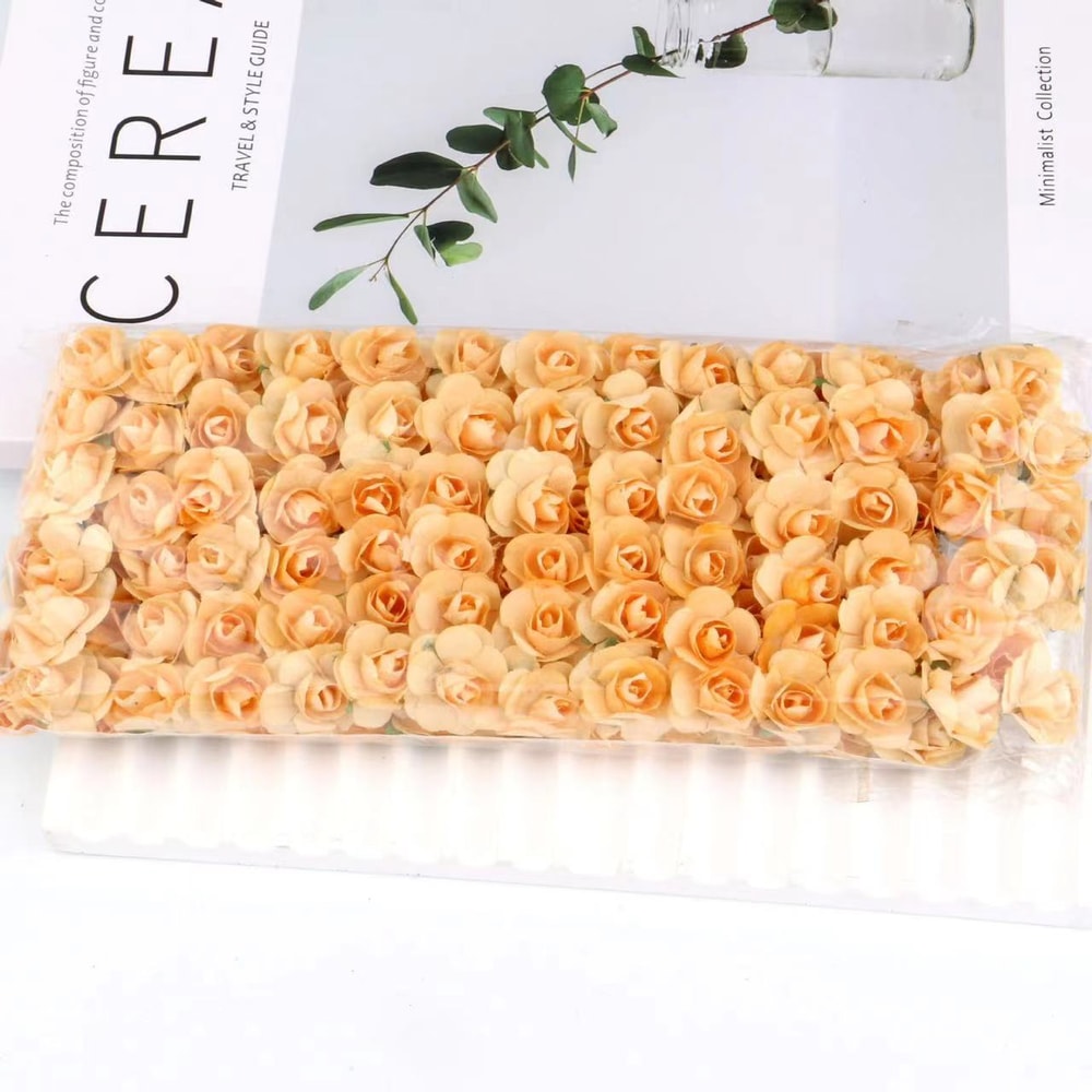 Artificial Mini Paper Rose Bouquet for Scrapbooking, Wedding Party Decoration, Cheap Artificial Rose Flowers for Crafts