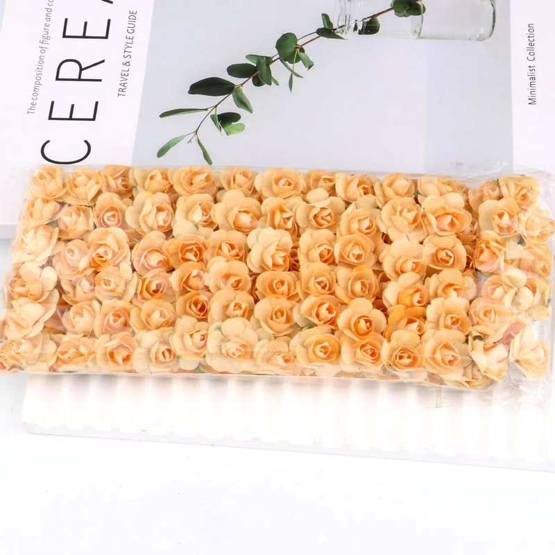 Artificial Mini Paper Rose Bouquet for Scrapbooking, Wedding Party Decoration, Cheap Artificial Rose Flowers for Crafts