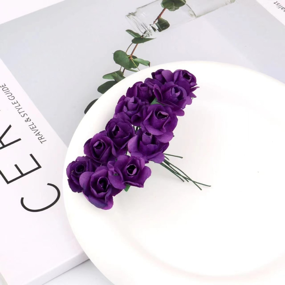 Artificial Mini Paper Rose Bouquet for Scrapbooking, Wedding Party Decoration, Cheap Artificial Rose Flowers for Crafts
