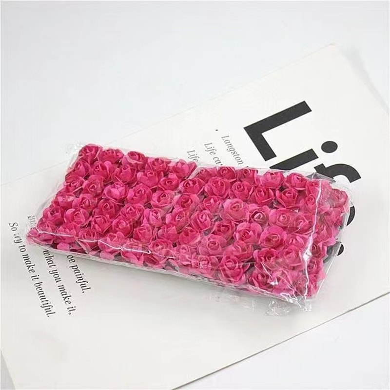 Artificial Mini Paper Rose Bouquet for Scrapbooking, Wedding Party Decoration, Cheap Artificial Rose Flowers for Crafts