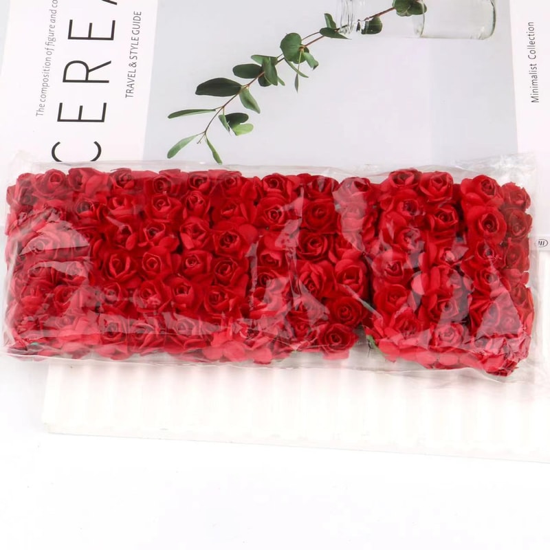 Artificial Mini Paper Rose Bouquet for Scrapbooking, Wedding Party Decoration, Cheap Artificial Rose Flowers for Crafts