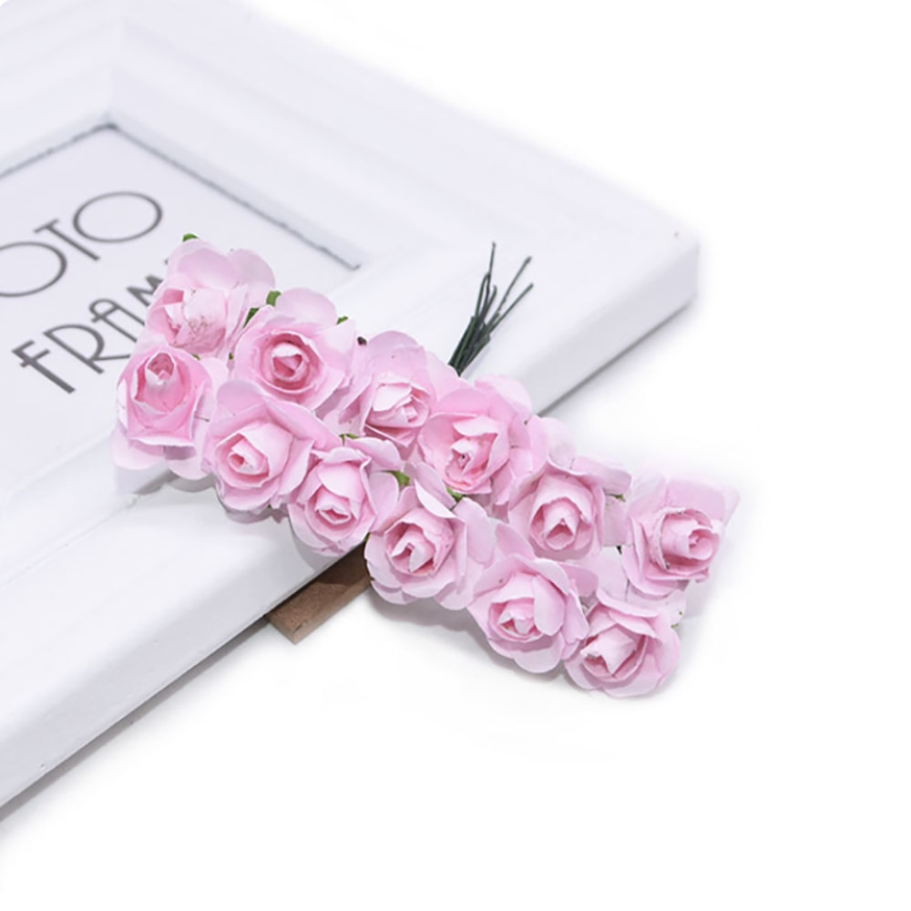 Artificial Mini Paper Rose Bouquet for Scrapbooking, Wedding Party Decoration, Cheap Artificial Rose Flowers for Crafts