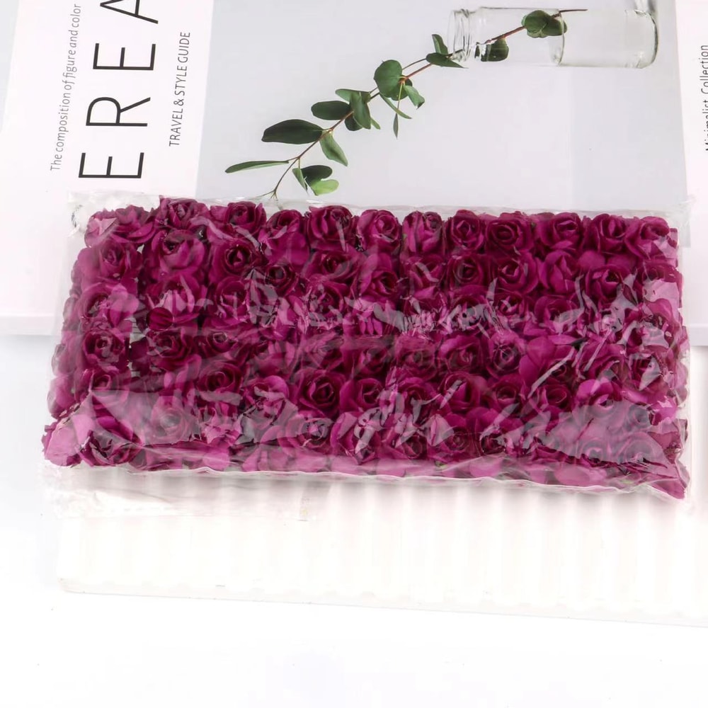 Artificial Mini Paper Rose Bouquet for Scrapbooking, Wedding Party Decoration, Cheap Artificial Rose Flowers for Crafts