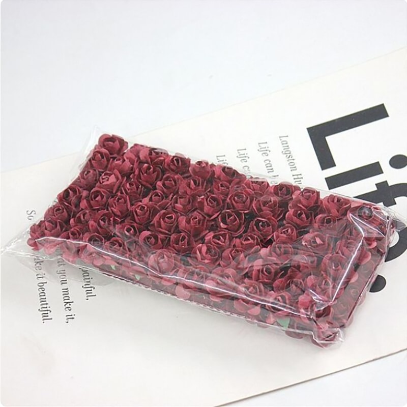 Artificial Mini Paper Rose Bouquet for Scrapbooking, Wedding Party Decoration, Cheap Artificial Rose Flowers for Crafts