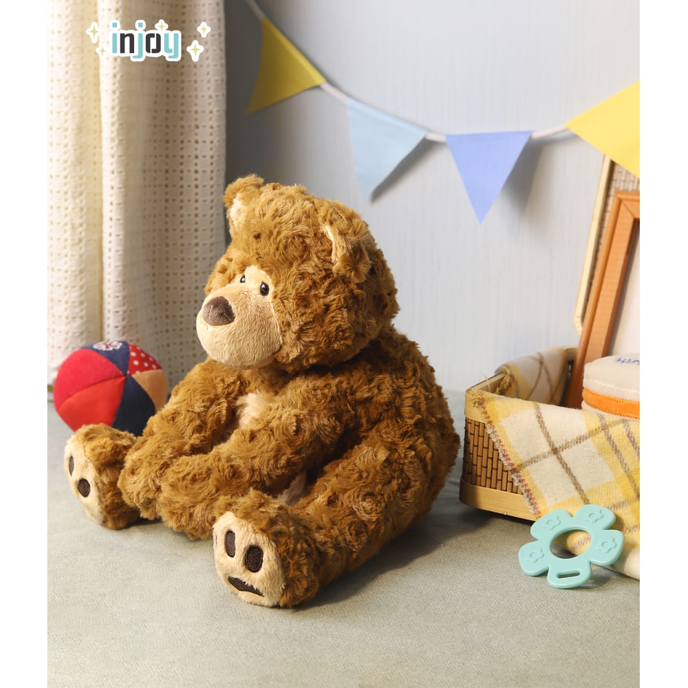 High Quality Fluffy Brown Teddy Bear Plush Doll, Adorable Curly Fur Stuffed Bear Toy for Baby Shower, Kids Girls Boys