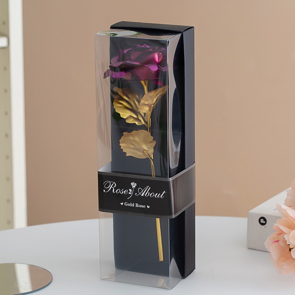 Colorful Gold Foil Plated Rose Artificial Flowers, Valentine's Day Gift, Wedding Party, Home Decoration, Fake Flowers