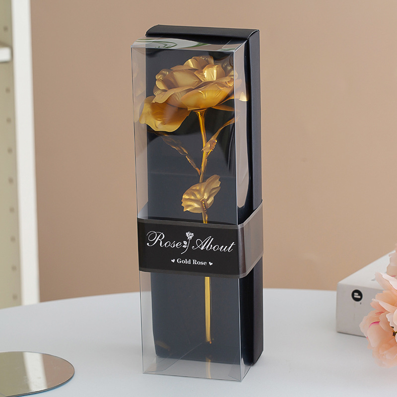 Colorful Gold Foil Plated Rose Artificial Flowers, Valentine's Day Gift, Wedding Party, Home Decoration, Fake Flowers