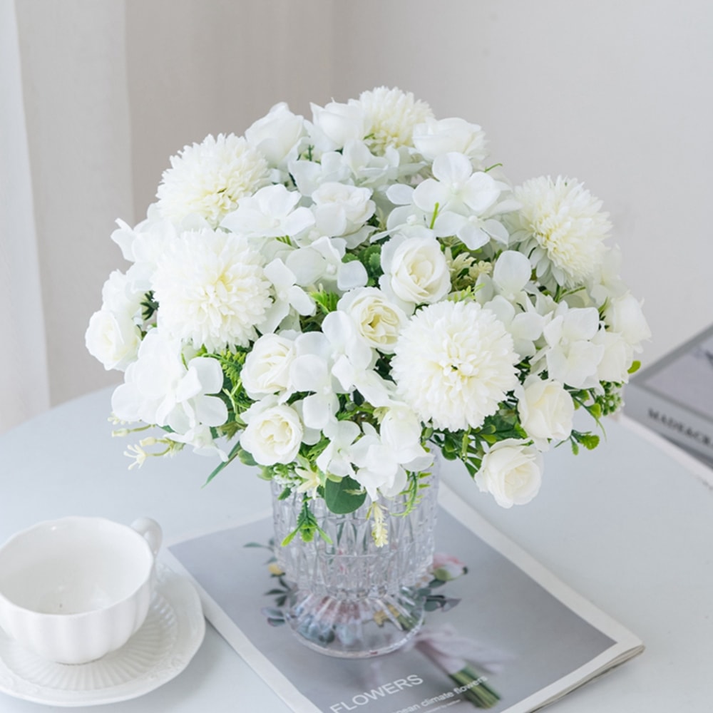 Artificial Flowers Silk Bouquet, Rose Chrysanthemum Wedding Wreath, Outdoor Garden Archway Decor