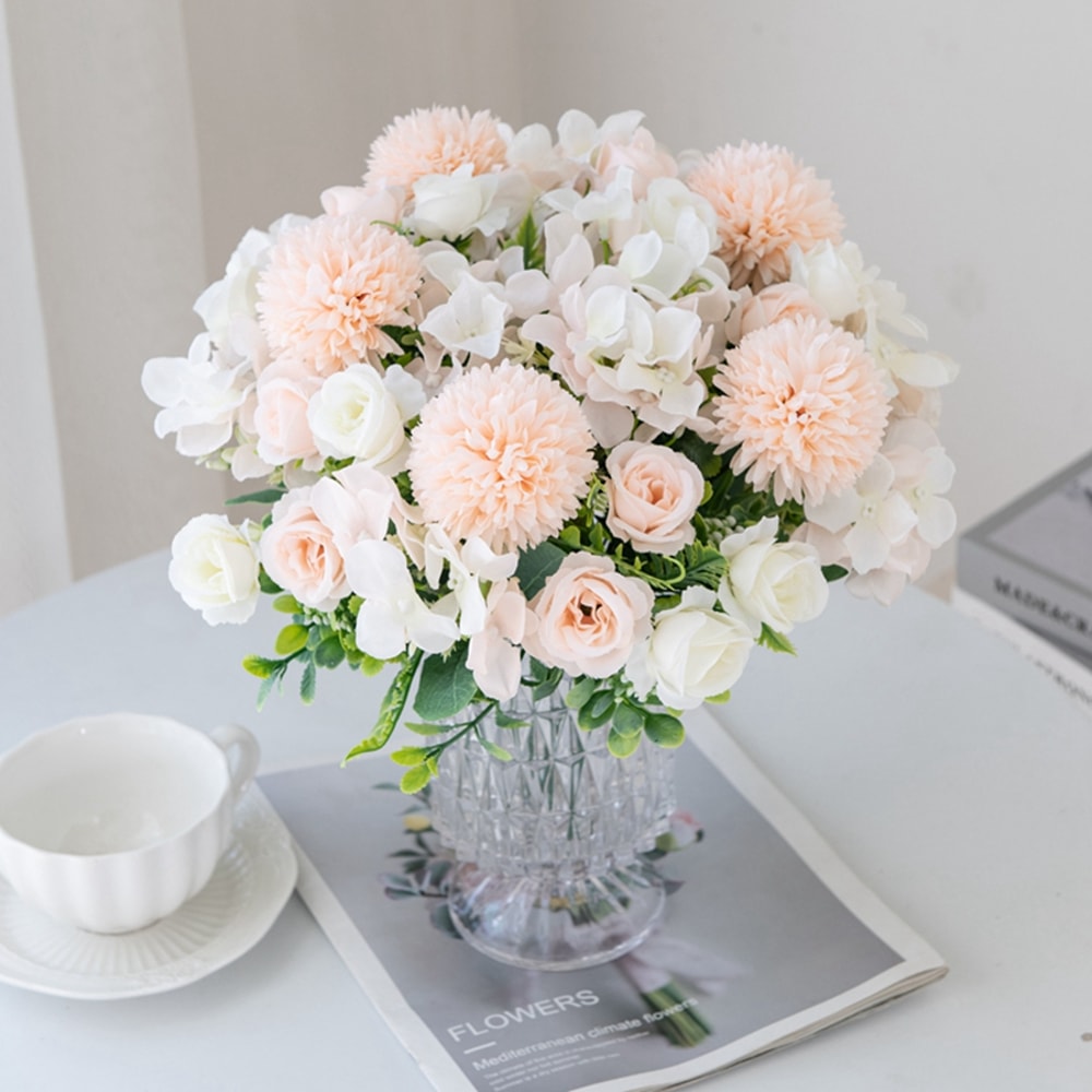 Artificial Flowers Silk Bouquet, Rose Chrysanthemum Wedding Wreath, Outdoor Garden Archway Decor