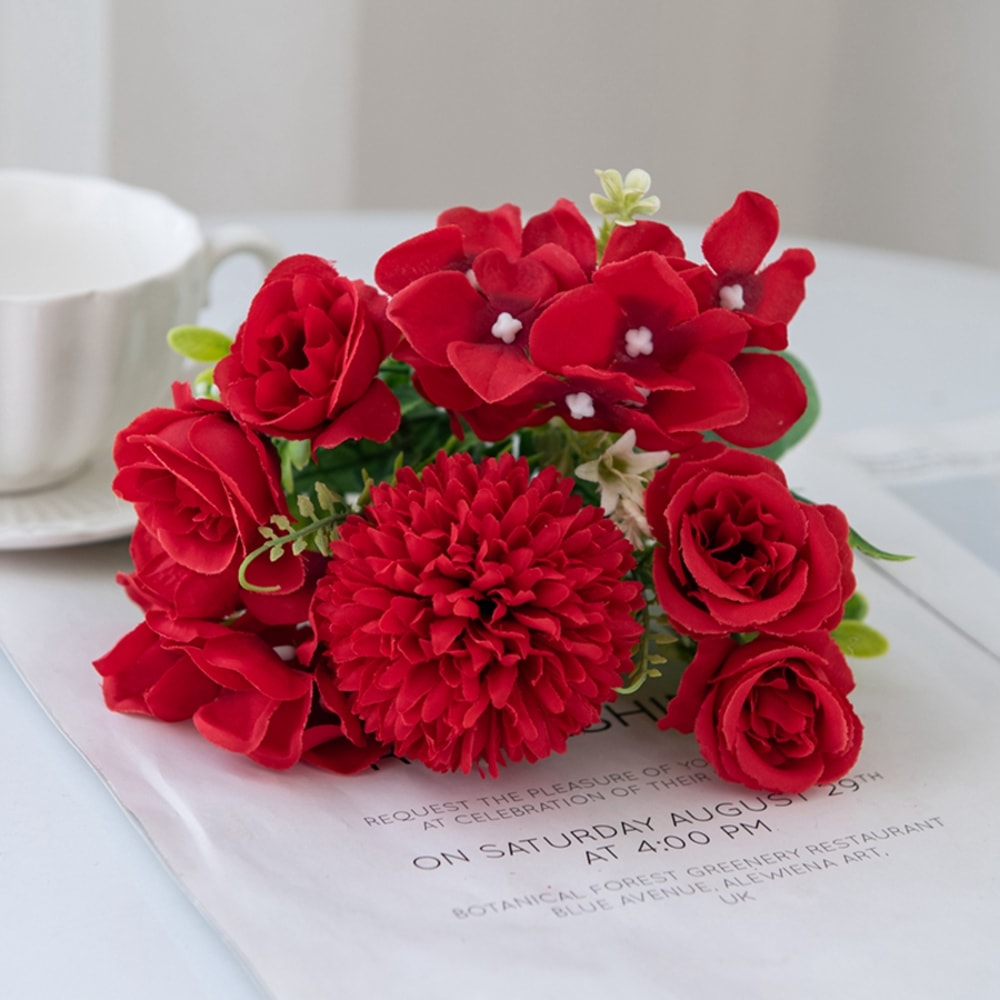 Artificial Flowers Silk Bouquet, Rose Chrysanthemum Wedding Wreath, Outdoor Garden Archway Decor