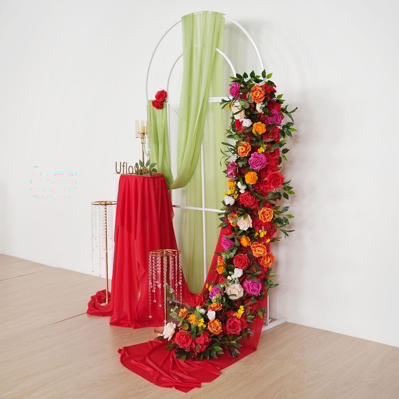 Uflower Luxury Red Rose Artificial Flowers For Wedding Table Centerpiece Floral Arrangement Party D 2