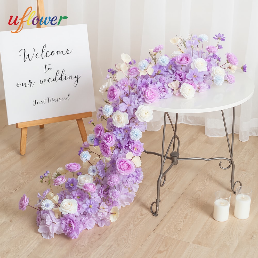 Uflower Luxury Red Rose Artificial Flowers For Wedding Table Centerpiece Floral Arrangement Party D 7