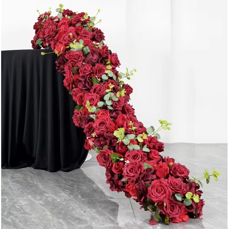 Uflower Luxury Red Rose Artificial Flowers For Wedding Table Centerpiece Floral Arrangement Party D 12