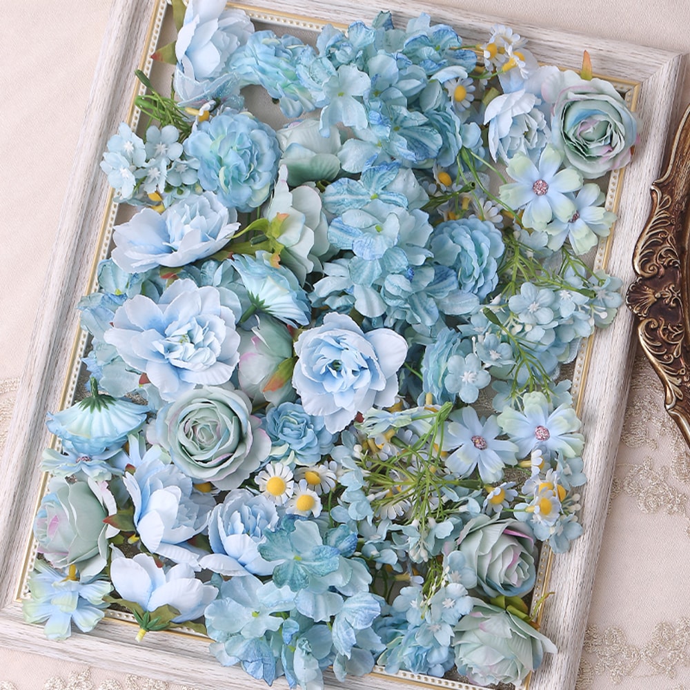 Artificial European Silk Rose Flowers for Home Room, Wedding Decoration, DIY Hair Accessory, Corsage Craft Kit, Fake