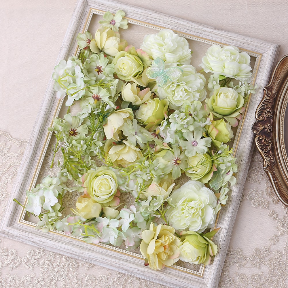 Artificial European Silk Rose Flowers for Home Room, Wedding Decoration, DIY Hair Accessory, Corsage Craft Kit, Fake