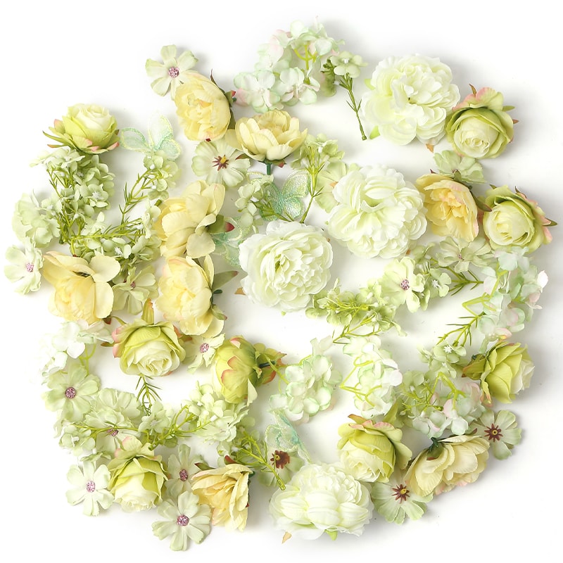 Artificial European Silk Rose Flowers for Home Room, Wedding Decoration, DIY Hair Accessory, Corsage Craft Kit, Fake