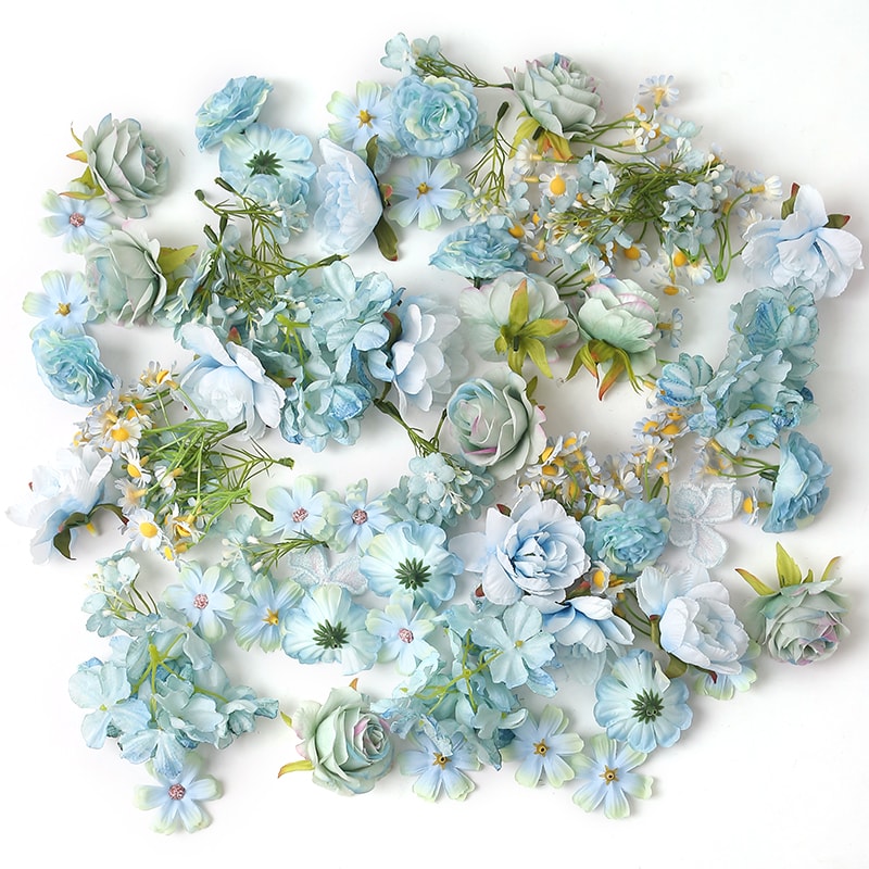 Artificial European Silk Rose Flowers for Home Room, Wedding Decoration, DIY Hair Accessory, Corsage Craft Kit, Fake