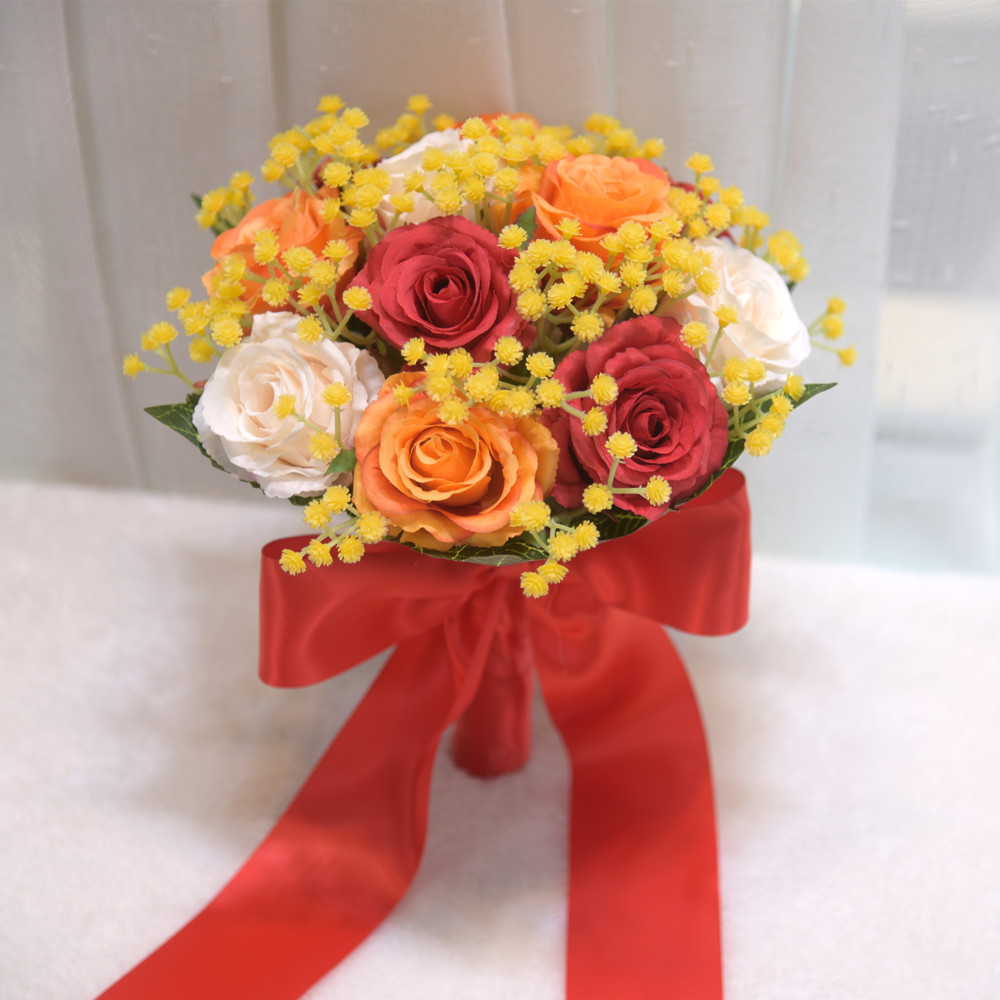 Wedding Bouquet Silk Artificial Peony Roses Bride Holding Flowers Mariage Bouquet Wedding Accessori 4