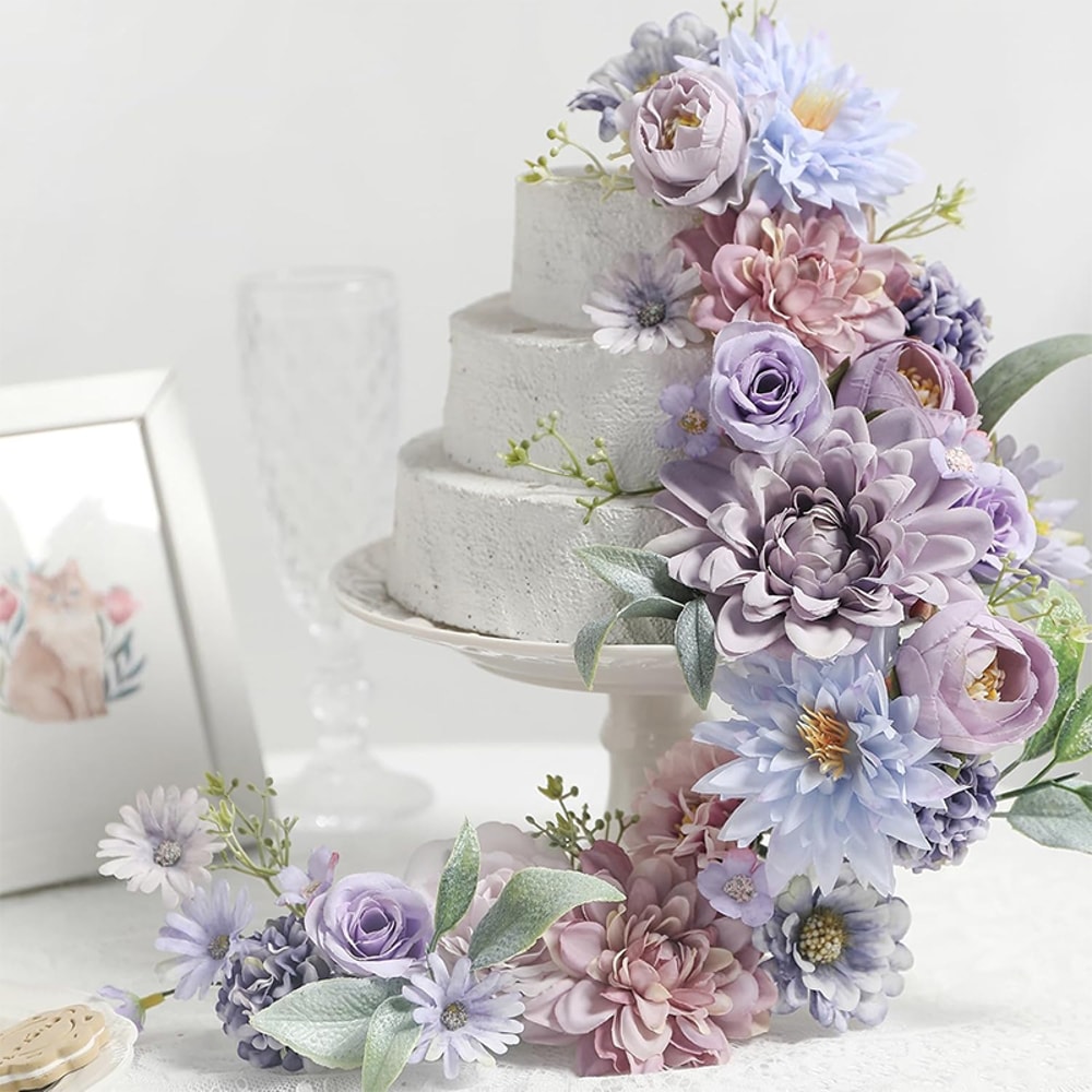 Fake Dahlia Flower Heads Artificial Wedding Decor Home Decor DIY Garland Party Gift Accessories 0