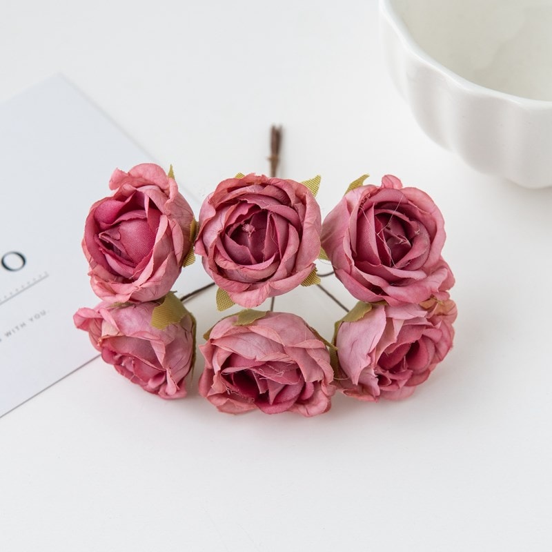 Artificial Flower Silk Tea Rose Wedding Bouquet Wreath, Scrapbooking for Home, Valentine Decoration, Holiday Accessories