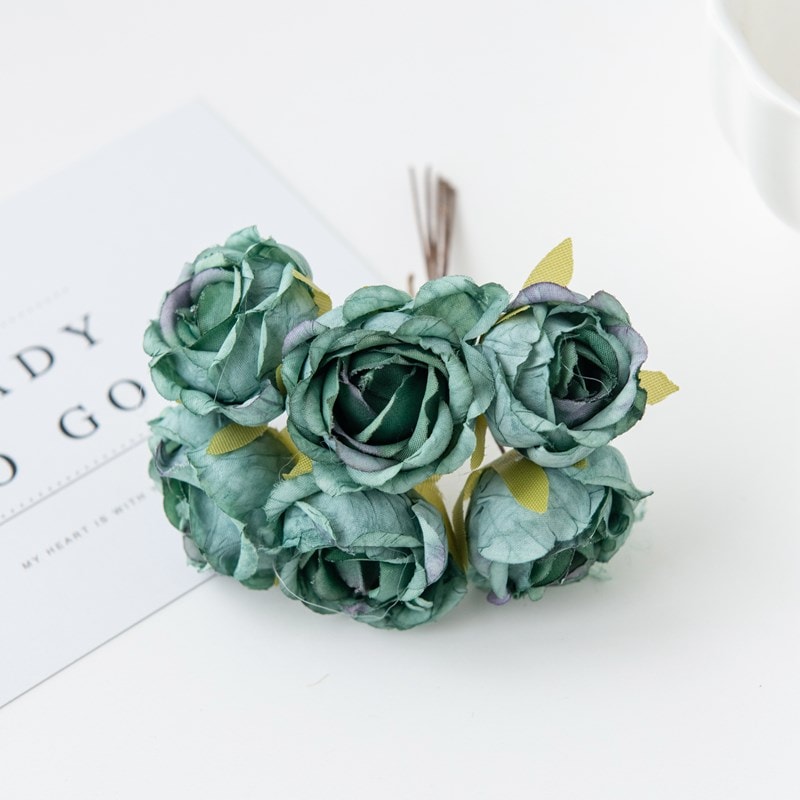 Artificial Flower Silk Tea Rose Wedding Bouquet Wreath, Scrapbooking for Home, Valentine Decoration, Holiday Accessories