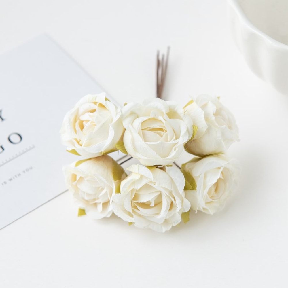 Artificial Flower Silk Tea Rose Wedding Bouquet Wreath, Scrapbooking for Home, Valentine Decoration, Holiday Accessories