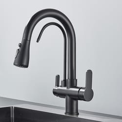 matte black filtered crane kitchen faucet, pull out spray, rotation, water filter tap, three ways sink mixer