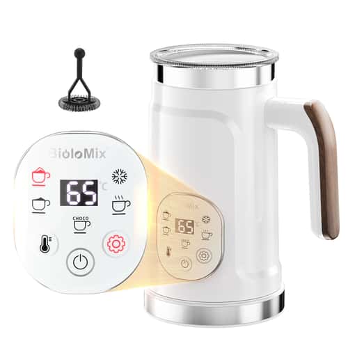 Milk Frother with Upgraded LED Display Touch Screen, Hot and Cold Foam Maker, Milk Warmer for Coffee Latte, Ideal