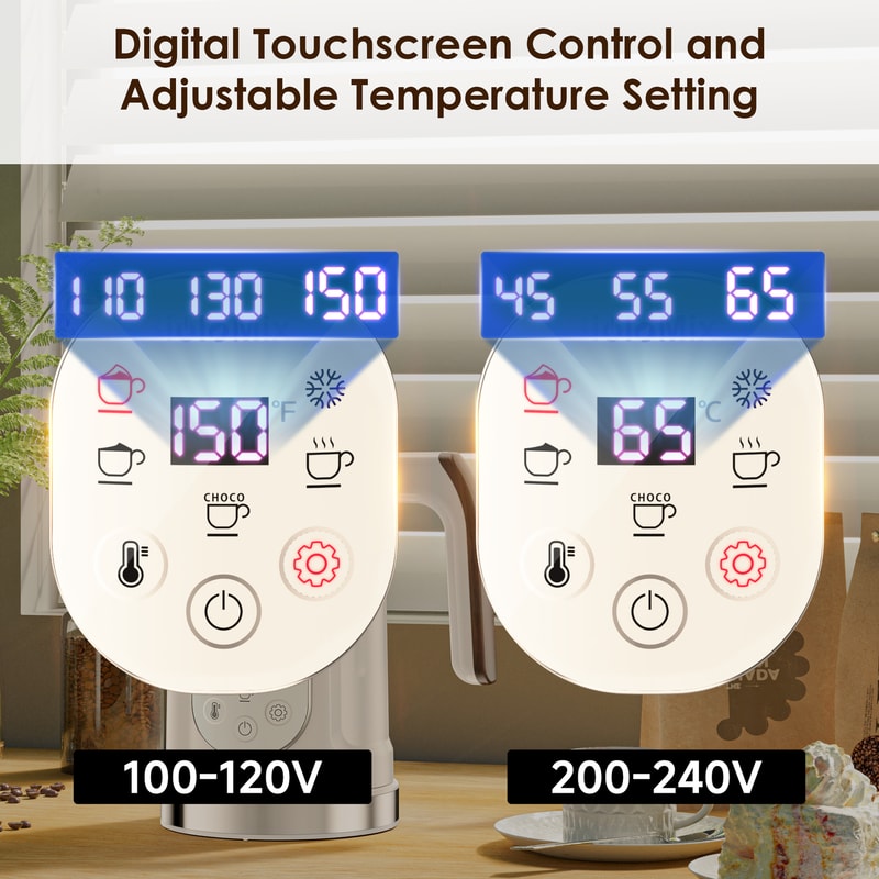 Milk Frother With Upgraded LED Display Touch Screen Hot And Cold Foam Maker Milk Warmer For Coffee 1