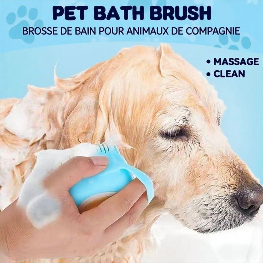 Silicone Soft Rubber Pet Grooming Brush With Shampoo Dispenser And Detangling Function For Dogs And 1