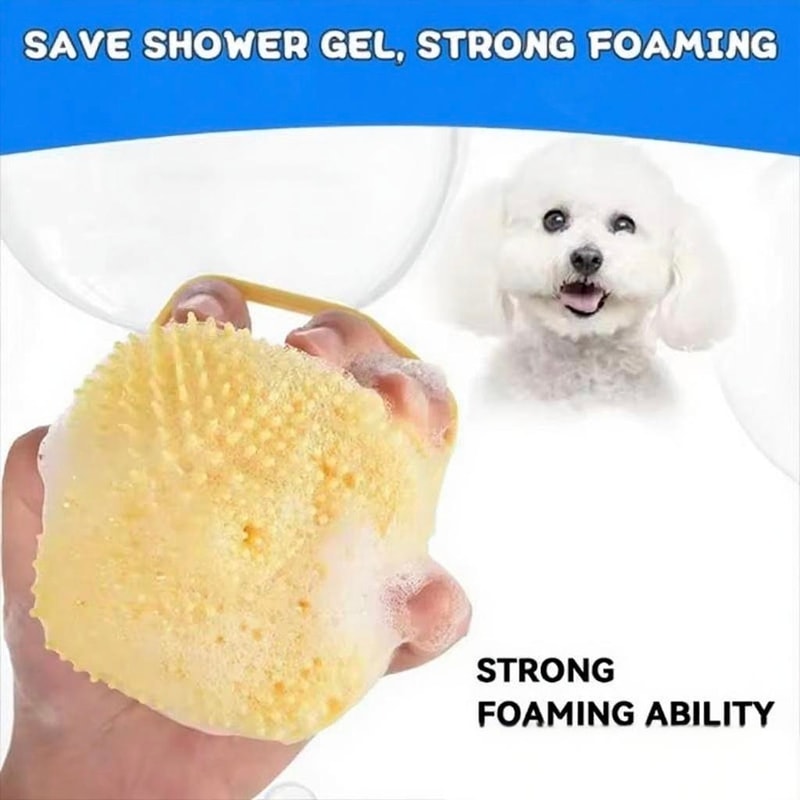 Silicone Soft Rubber Pet Grooming Brush With Shampoo Dispenser And Detangling Function For Dogs And 3