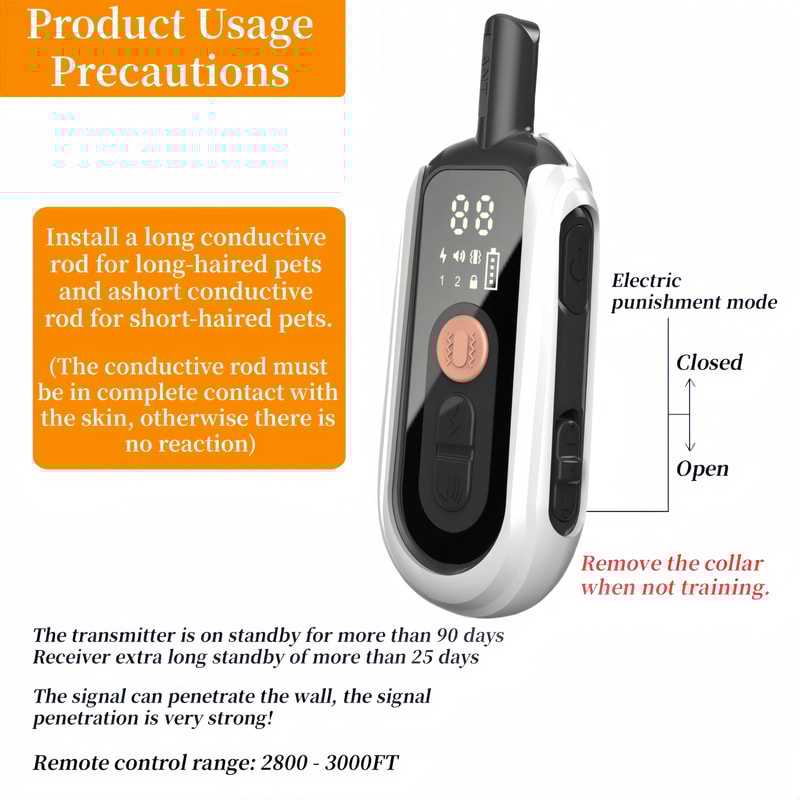 Rechargeable Waterproof Dog Training Collar With Remote Control Anti Barking Device 4
