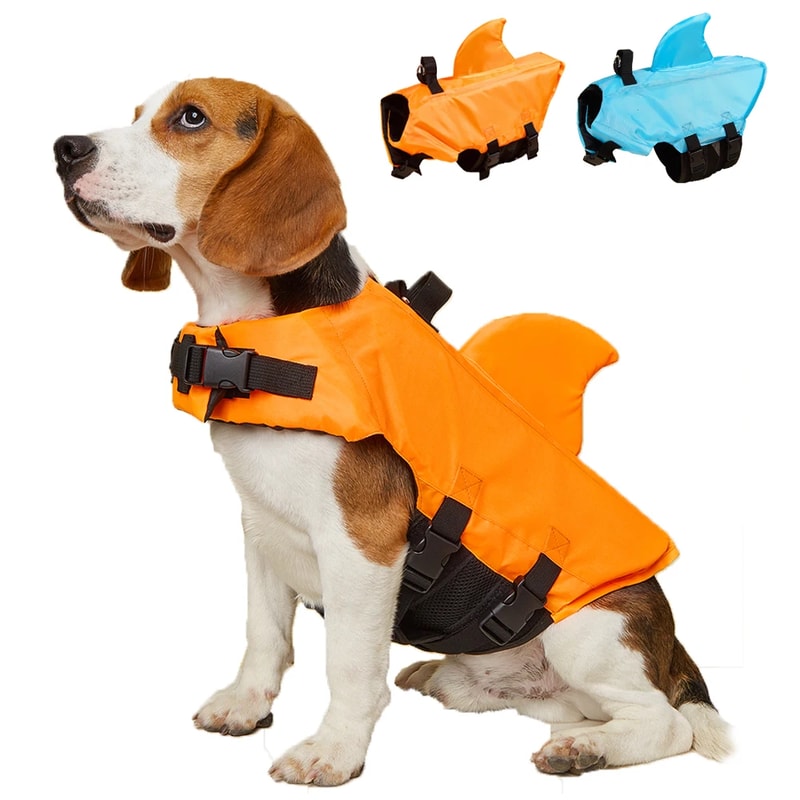 Shark Fin Dog Life Jacket For Small Dogs Enhanced Buoyancy Adjustable Safety Vest For Swimming Boat 0