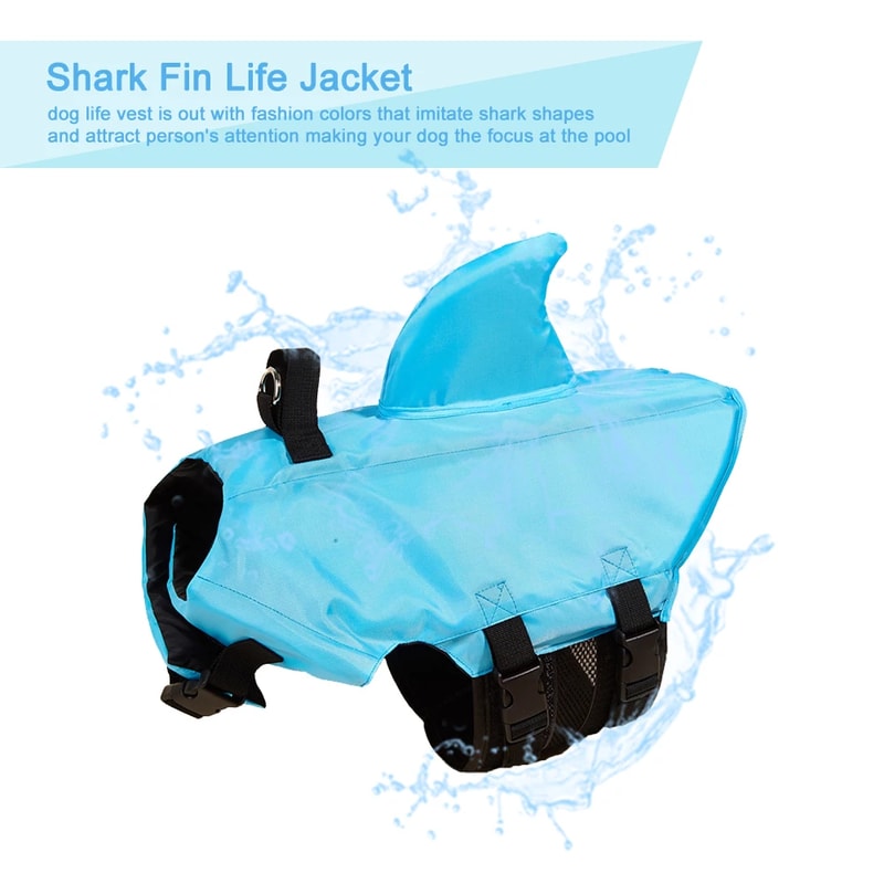 Shark Fin Dog Life Jacket For Small Dogs Enhanced Buoyancy Adjustable Safety Vest For Swimming Boat 2