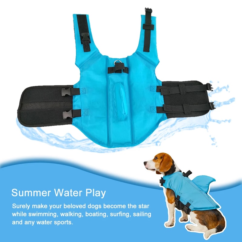 Shark Fin Dog Life Jacket For Small Dogs Enhanced Buoyancy Adjustable Safety Vest For Swimming Boat 3