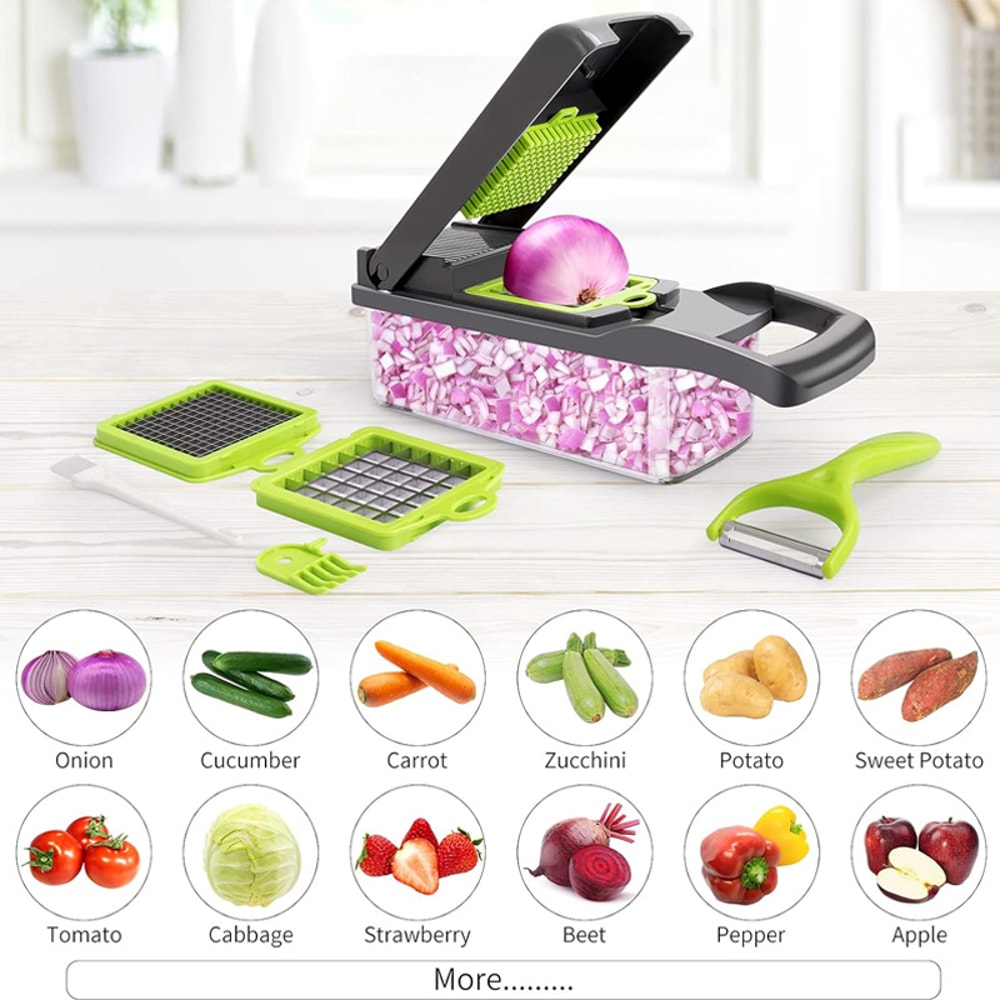 Multifunctional Vegetable Chopper With Interchangeable Blades Food Slicer Dicer For Fruits Onions 1
