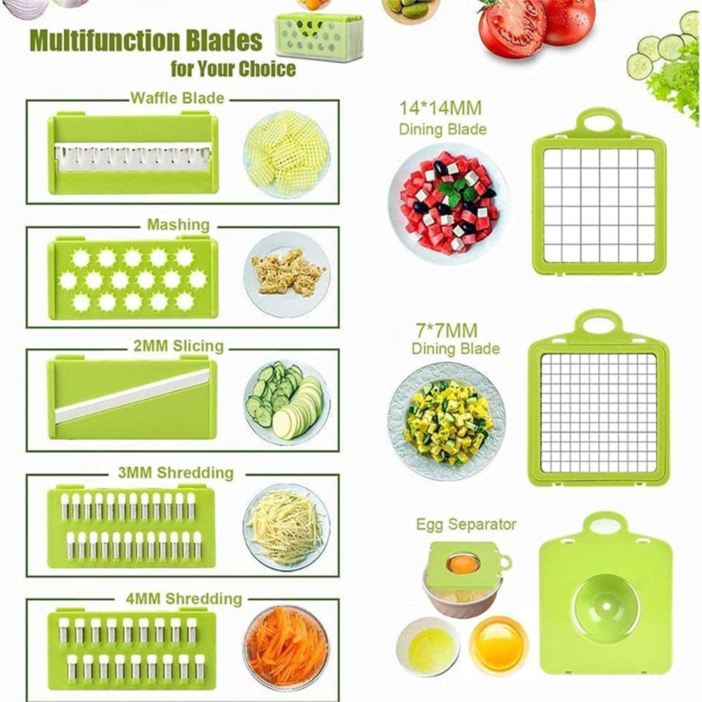 Multifunctional Vegetable Chopper With Interchangeable Blades Food Slicer Dicer For Fruits Onions 2