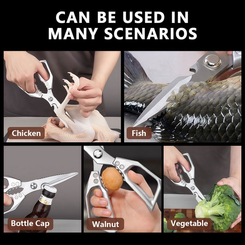 Heavy Duty Stainless Steel Kitchen Shears For Meat Vegetables And Fish Multi Purpose Cutting Scisso