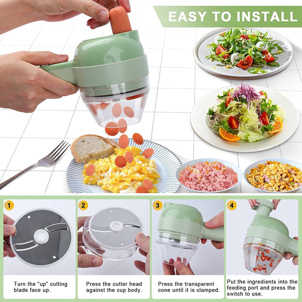 Portable Wireless Electric Vegetable Cutter Food Processor Rechargeable Chopper For Meat Garlic An 4