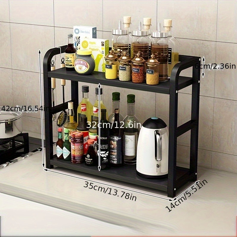 Metal Countertop Shelf Space Saving Organizer For Coffee Mugs Condiments Rustproof Kitchen Rack 3