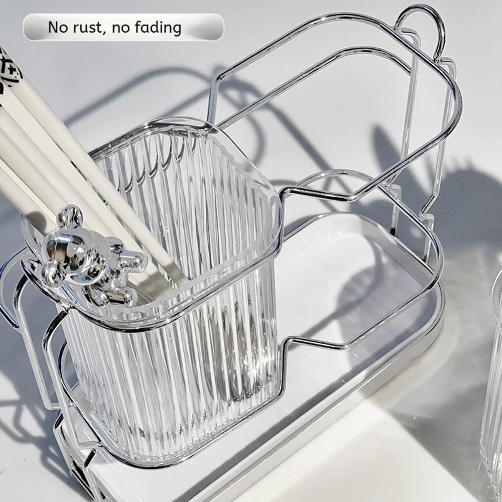 Wall Mounted Kitchen Cutlery Organizer Light Luxury Chopstick Spoon Holder Stainless Steel Utensil 5