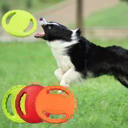 dog flying disc with double handles durable toy for dog training and outdoor fun